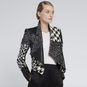 Alice + Olivia black leather and tweed jacket size M NWOT never worn